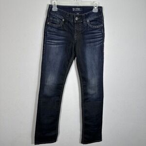 Silver Jeans Suki Baby Boot Womens 27x33 Dark Wash thick stitch embroidered